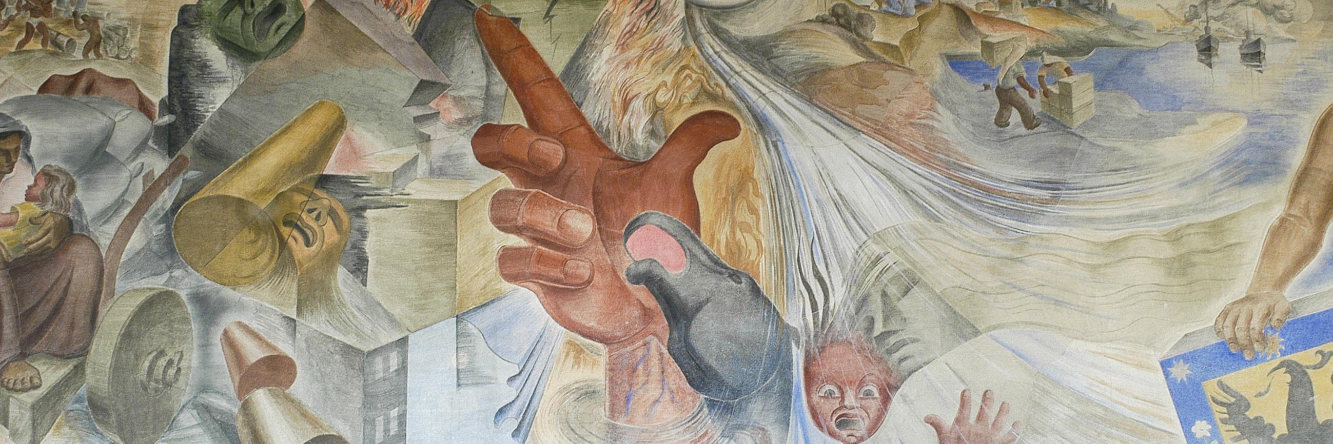 Detalle del mural “Rutas y latidos de Concepción”