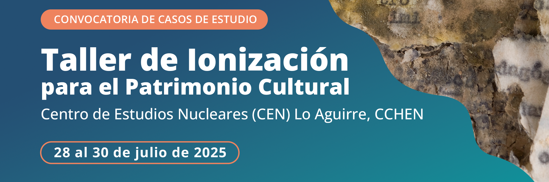 Afiche "Taller de Ionización para el Patrimonio Cultural" (Schliebener, C. 2025. Archivo CNCR).