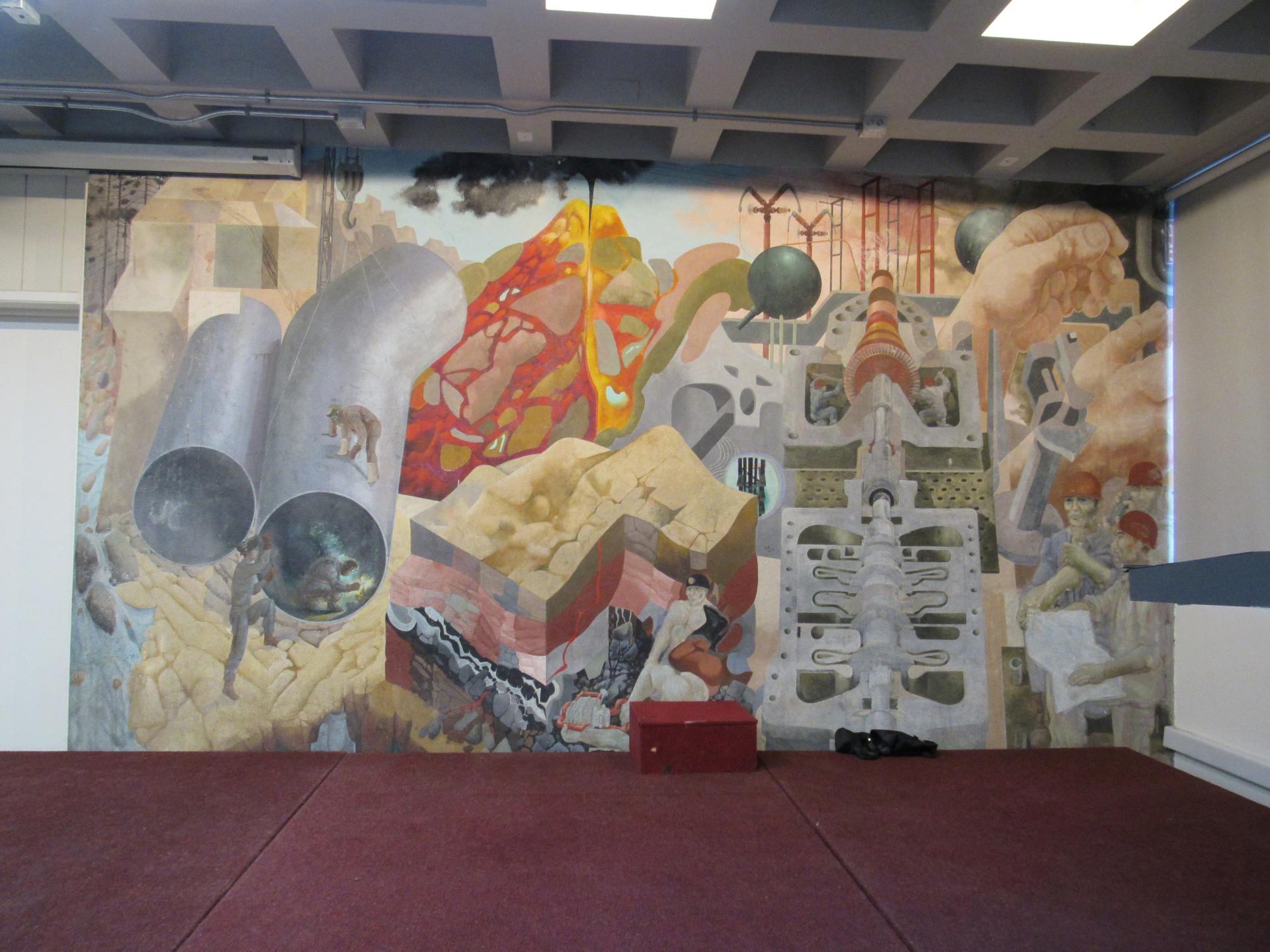 Panel derecho del "Mural para la transformación" de José Venturelli (Perez, M. 2022. Archivo CNCR). 