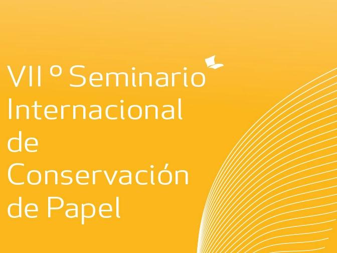 Detalle afiche del VII seminario internacional de conservación de papel.