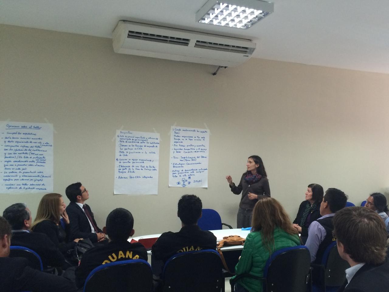 Daniela Bracchitta exponiendo en el III Taller Binacional Perú- Chile.