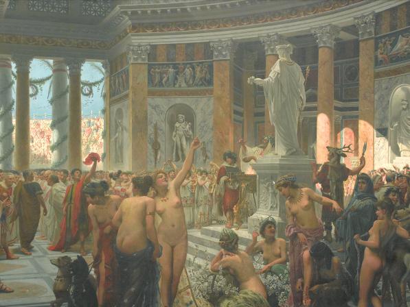 Catón en las fiestas florales de Roma: anverso inicial