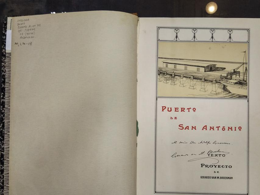 Página de título libro de texto del proyecto del Puerto de San Antonio, ejemplar de la Biblioteca Nacional