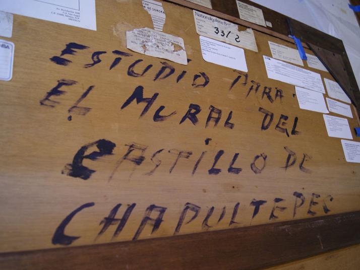 Reverso de la obra " Zatapa,estudio para el mural del Castillo Chapultepec