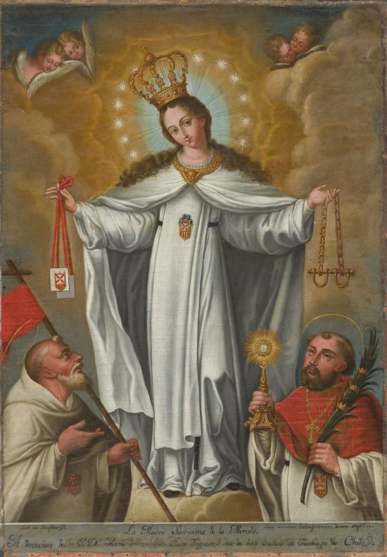 La Madre Santissima de la Merced
José Gil de Castro (1785 - 1837)
Pintura de enrollar
Óleo sobre tela
74,8 x 53,3 cm