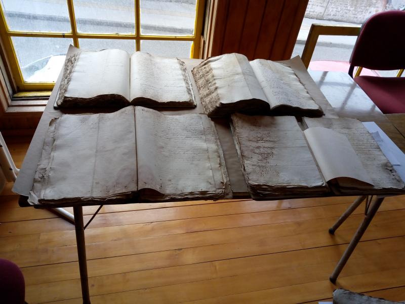 Libros en proceso de secado, luego de la desinfección. Libros en proceso de secado, luego de la desinfección.