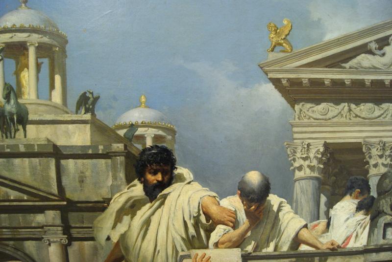 Detalle de Los funerales de César con luz visible