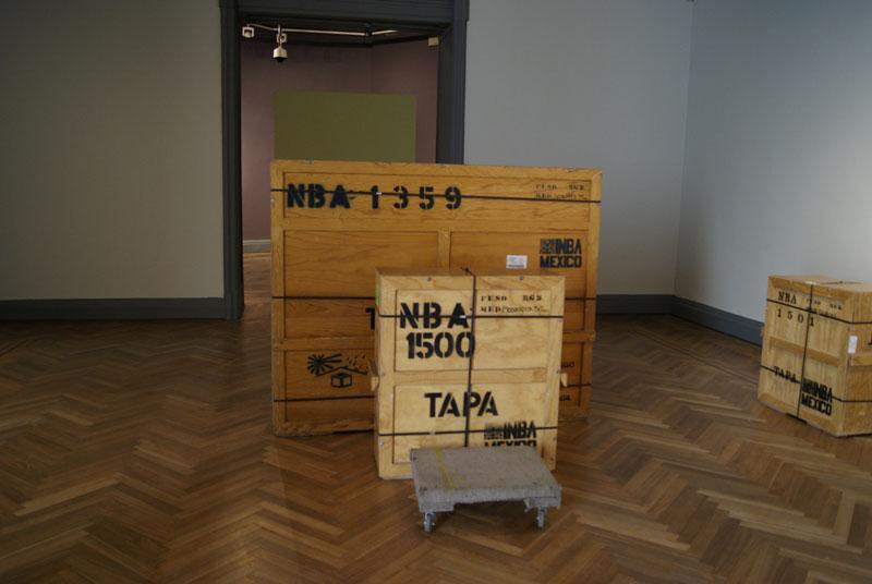 Cajas de embalaje de las obras.