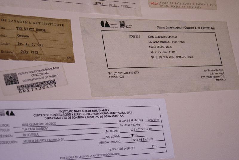 Detalle del reverso de la obra &quot;La casa blanca&quot;