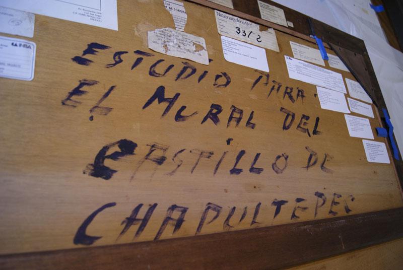 Reverso de la obra &quot; Zatapa,estudio para el mural del Castillo Chapultepec