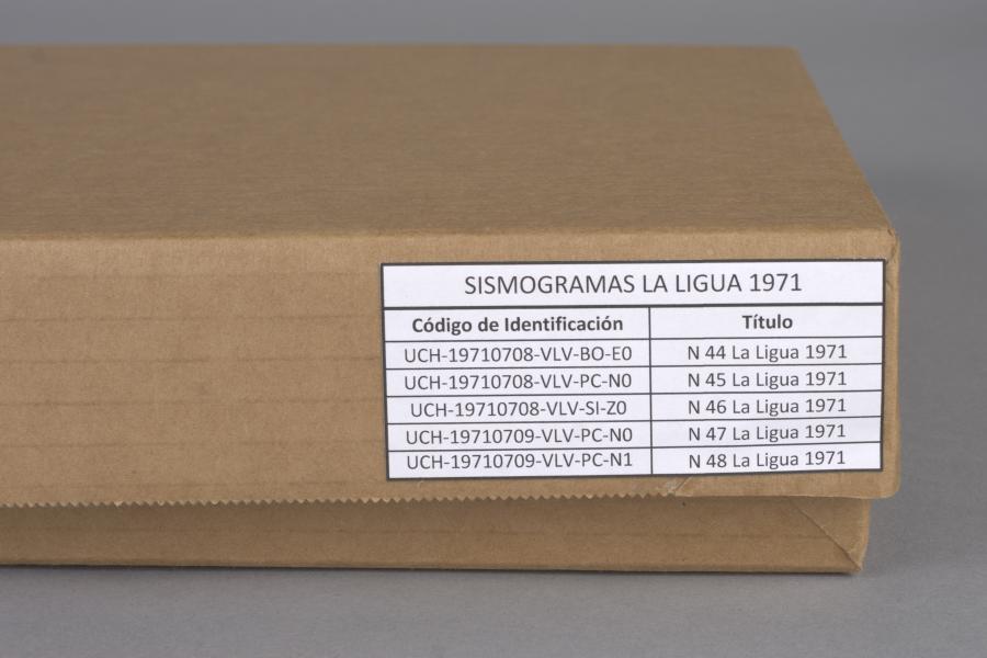 Figura 66. Detalle de etiqueta de Caja de conservación cerrada, para todos los sismogramas de un mismo terremoto. (Fotografía: Pérez Vigneaux, T. 2022. Archivo CNCR. UDVI1924.39) udvi1924.39.jpg